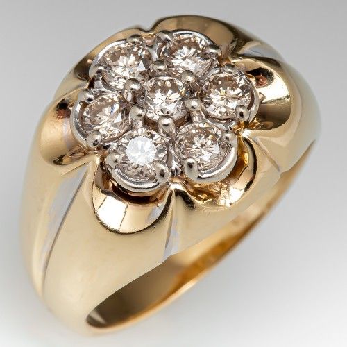 Vintage Daisy Zirconia Gold Ring