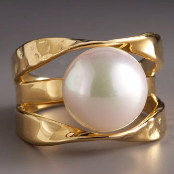 Vintage Pearl Gold Layered Ring