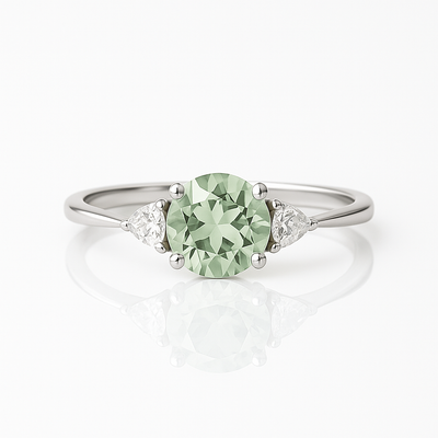 Green Amethyst Sterling Silver Ring