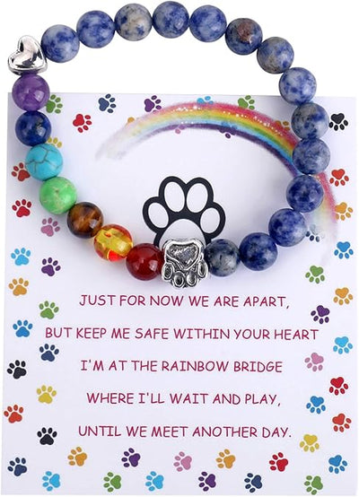 Rainbow Bridge Memorial Bracelet – 7 Chakra Bead Gift for Pet Loss