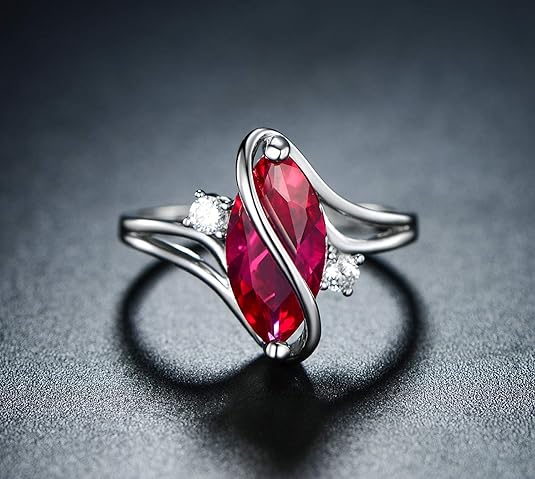 Ruby Marquise Ring - White Gold