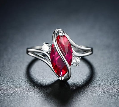 Ruby Marquise Ring - White Gold
