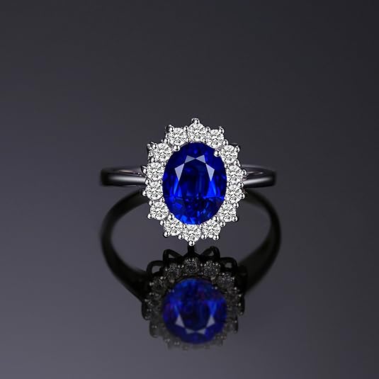 Classic Sapphire Halo Ring - White Gold