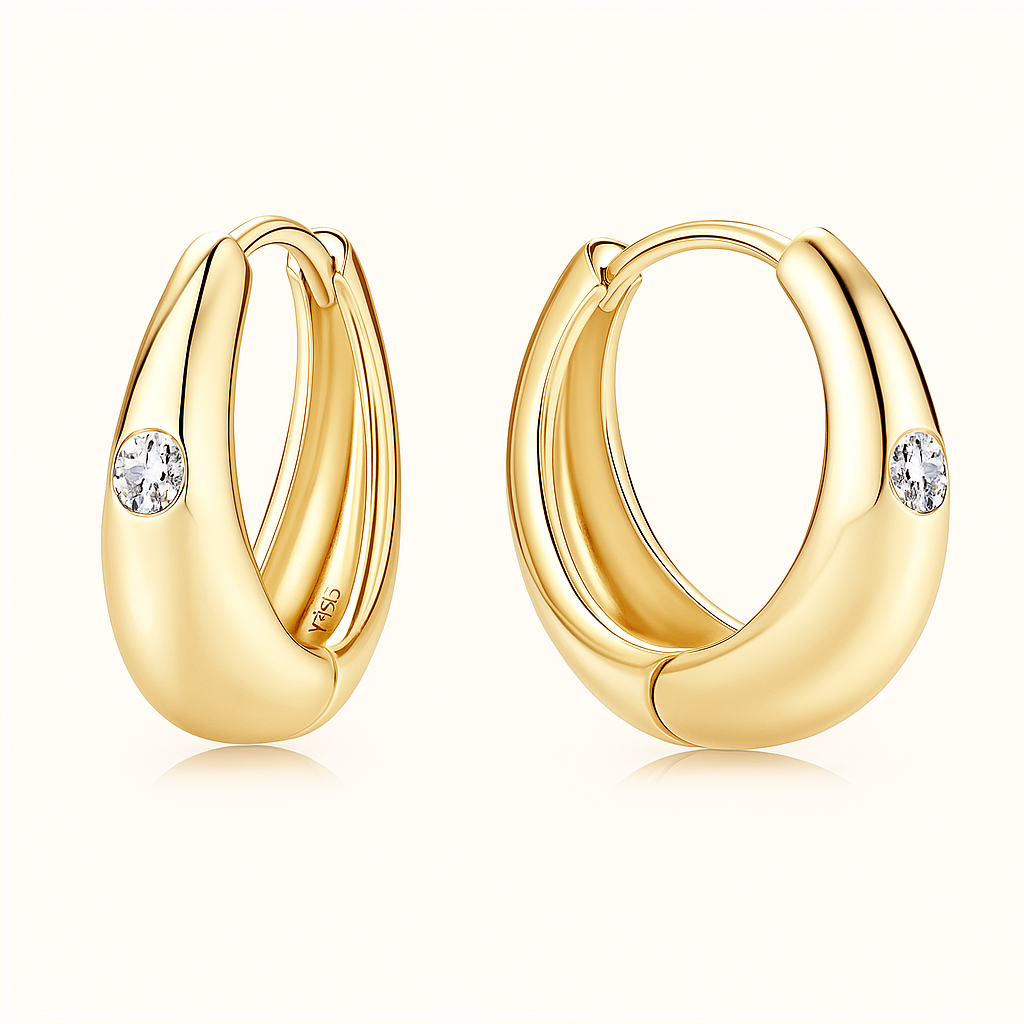 Moissanite Hoop Golden Earrings