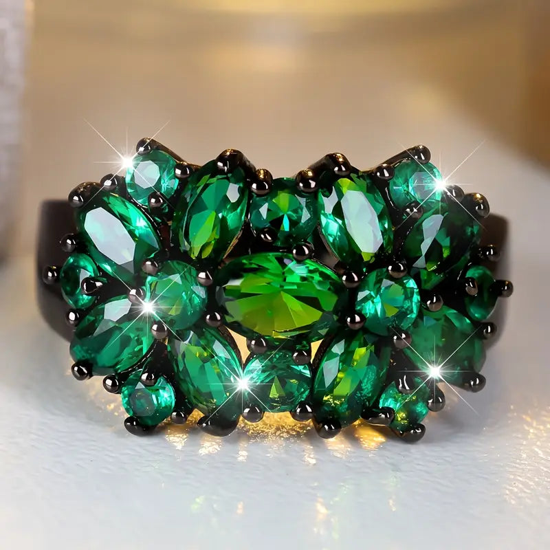 Green Crystalline Flower Ring