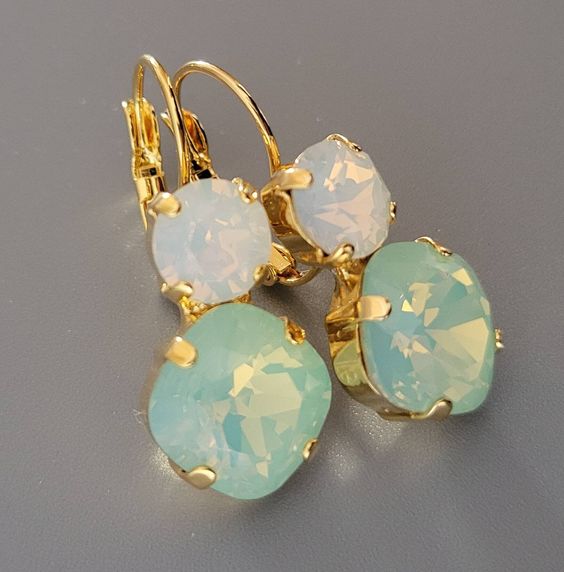 Vintage Turquoise & White Opal Earrings