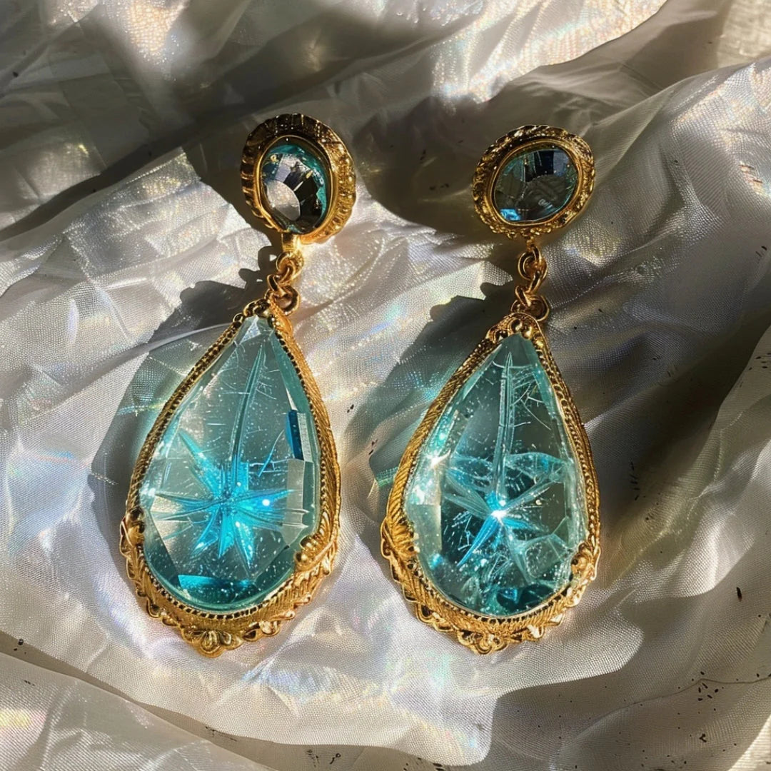 Vintage Blue Glass Drop Earrings