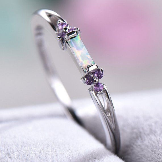 Purple Opal Silvered Ring