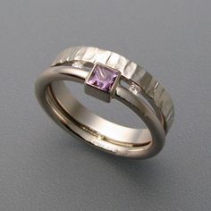 Vintage Purple Cubic Zirconia Silver Ring