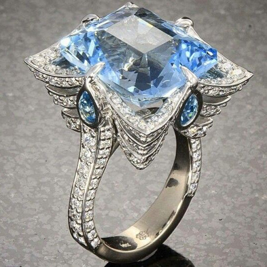 Vintage Exquisite Blue Crystal Silver Zirconia Ring