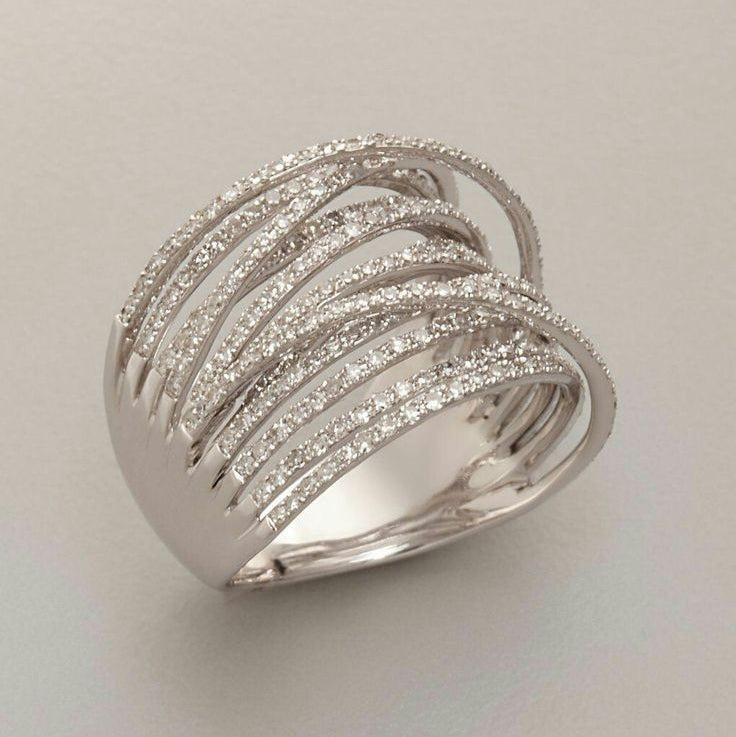 Vintage Layered Zirconia Silver Ring