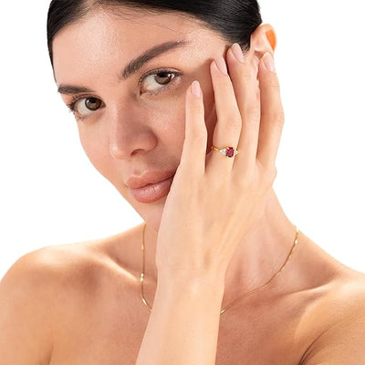 Octagon Cut Ruby Ring | 14K White Gold