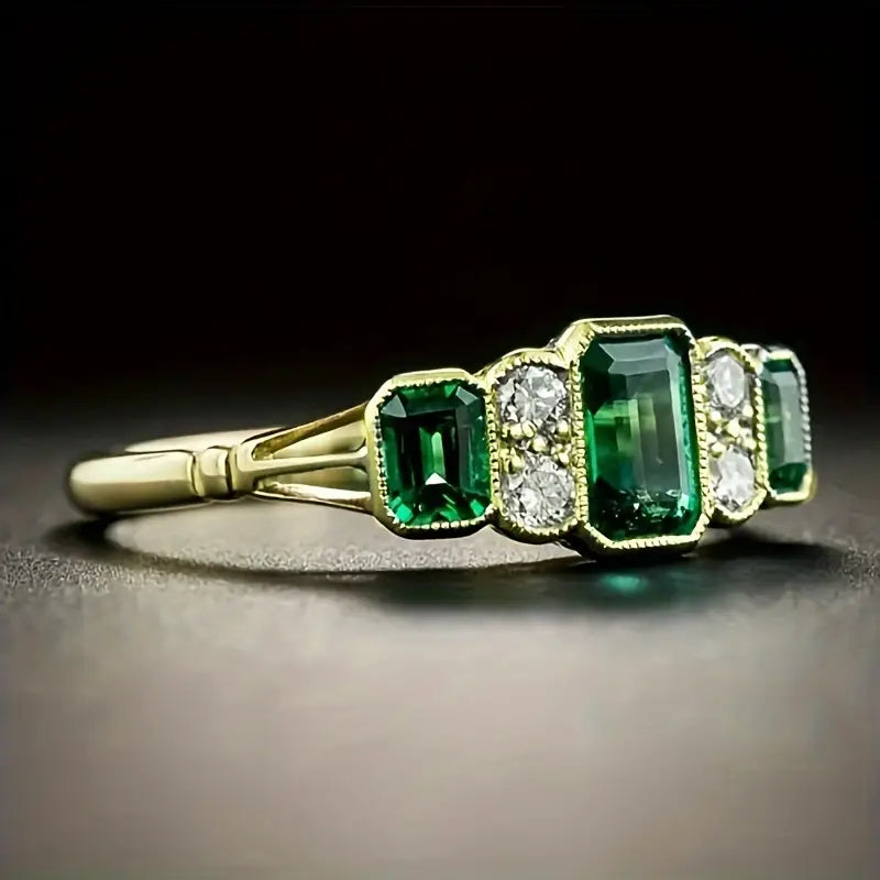 Golden & Green Glass Ring