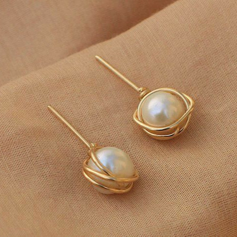 Vintage Golden Threads Pearl Earrings