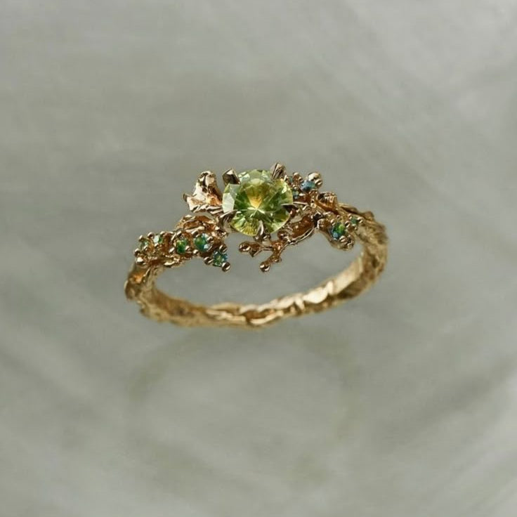 14K Nature Gold Crystal Ring