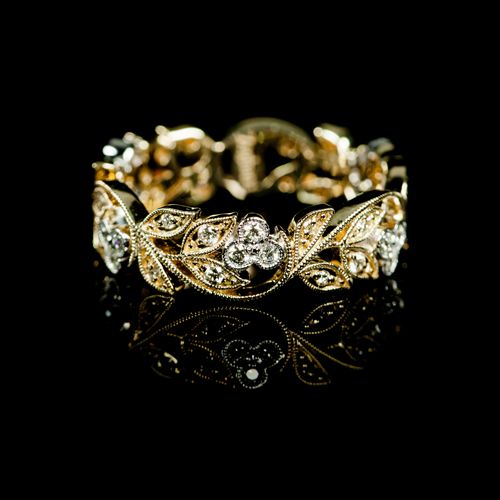 Floral Golden Zirconia Fine Ring