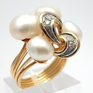 Vintage Irregular Cocktail Pearl Irregular Golden Ring