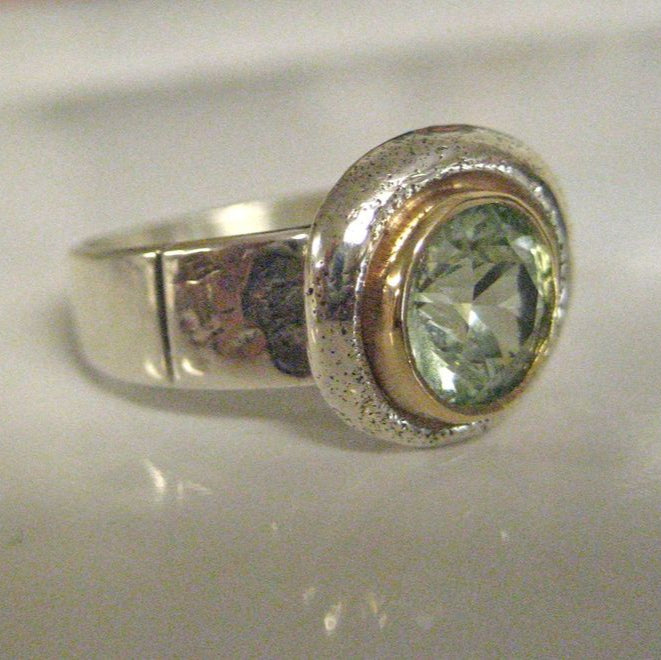 Vintage Green Gold & Silver Ring