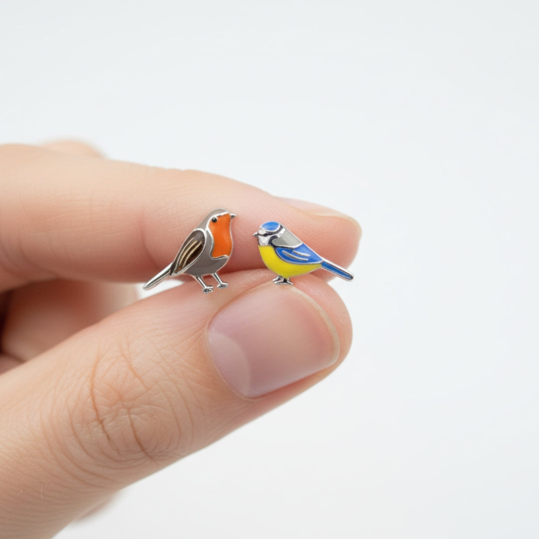 Handpainted Birds Earrings