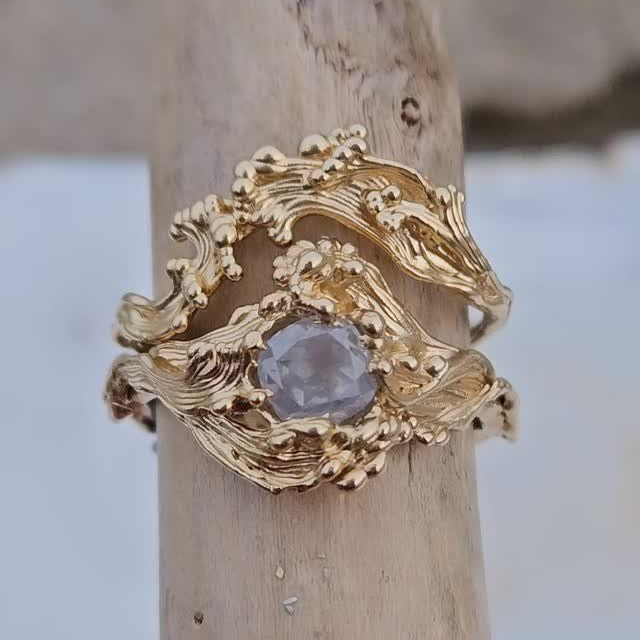 Golden Forged Stone Ring