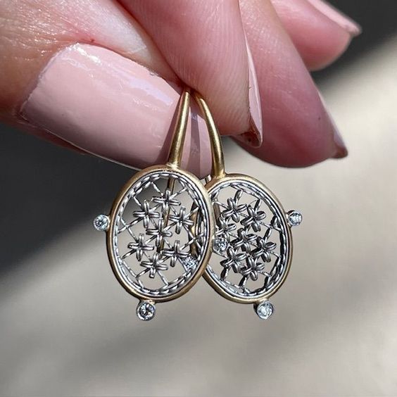 Vintage Platinum Starry Earrings