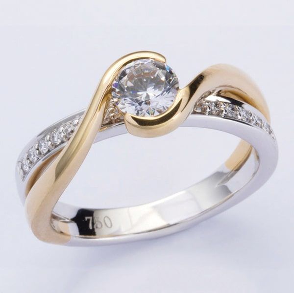 Vintage Two Tone Gold & Silver Zirconia Ring