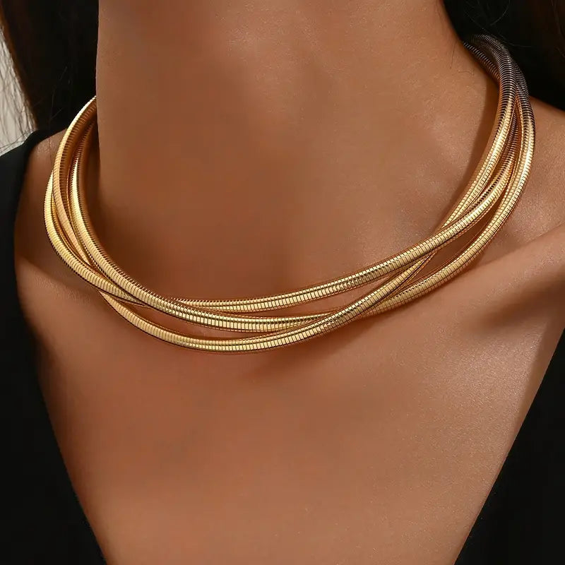 Vintage Thick Golden Layered Necklace