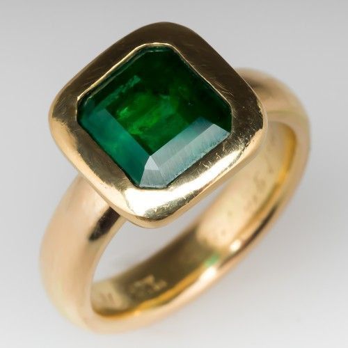 Vintage Cubic Gold Green Ring