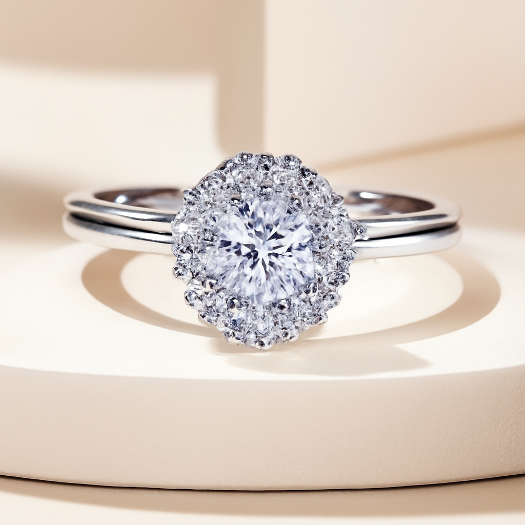 925 Silver Moissanite Sunflower Adjustable Ring