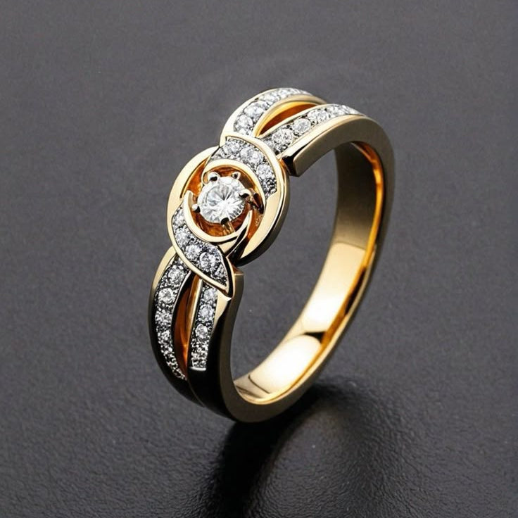Gold Orbit Eye Crystal Ring