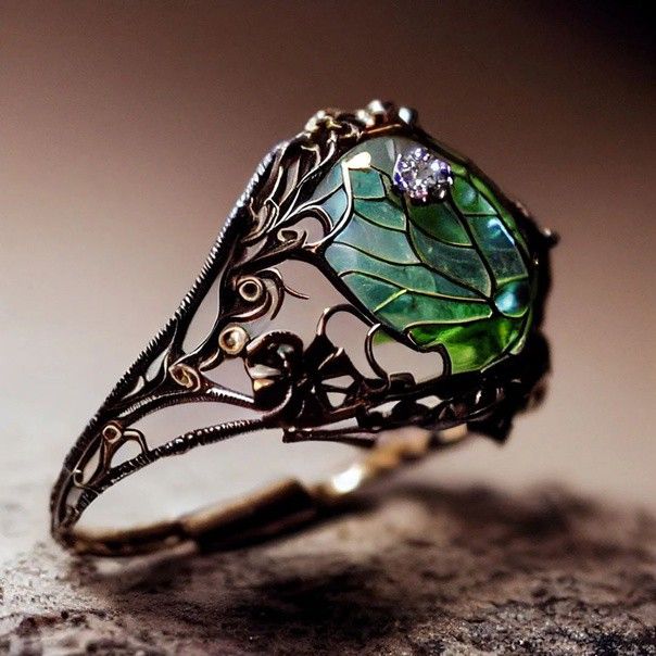 Green Delicate Glass Hollow Ring