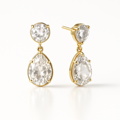 Statement Georgian Drop Golden Earrings