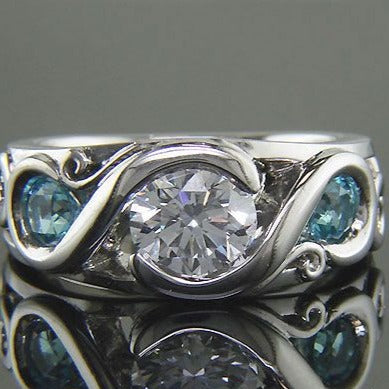 Vintage Zirconia Blue Silver Ring