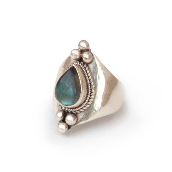 Vintage Blue Moonstone Silver Ring