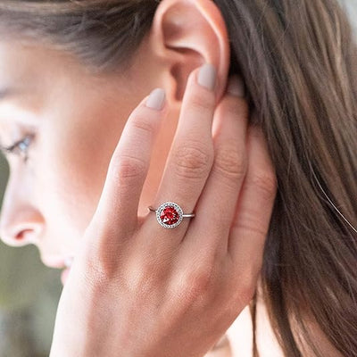 Crimson Glow Promise Ruby Ring | White Gold