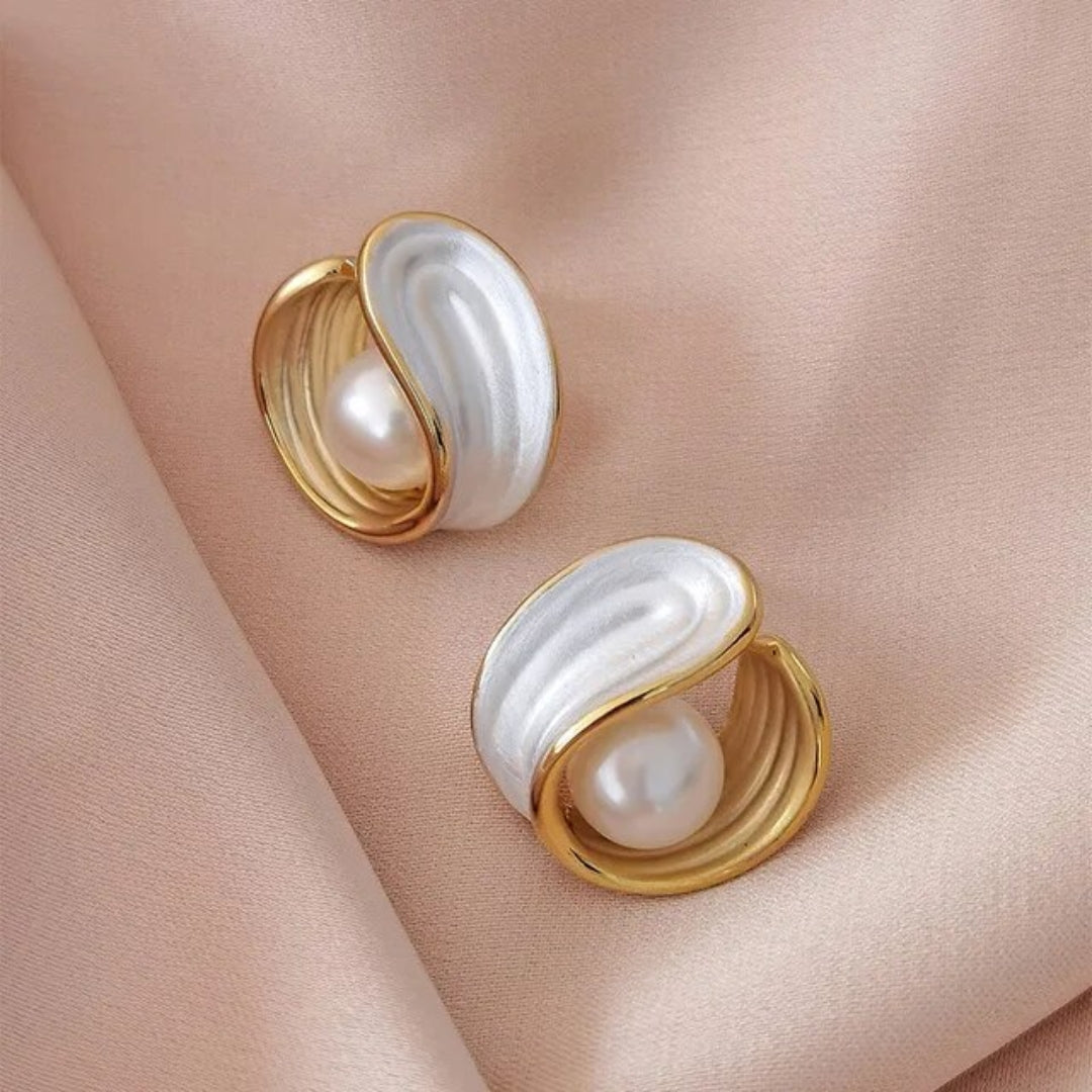 Luxury White Opal Earrings with Pearls in Gold – Timeless Treasures Brand