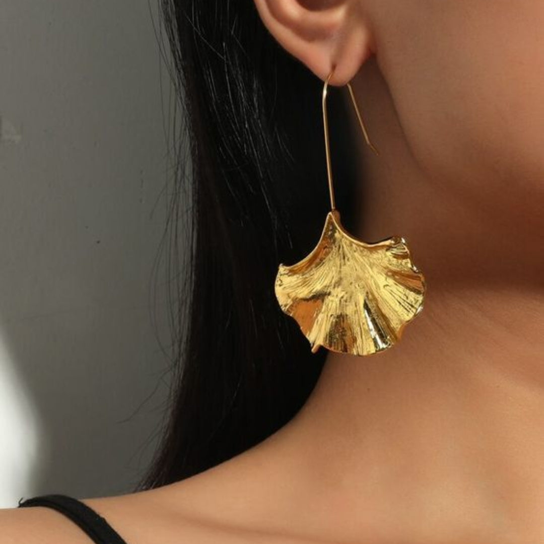 Vintage Golden Dangling Petal Earrings