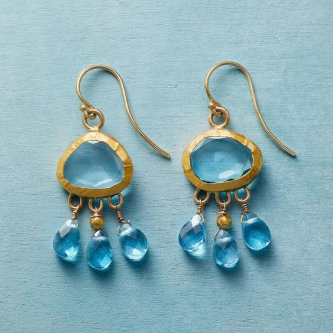 Vintage Blue Stone Rain Earrings