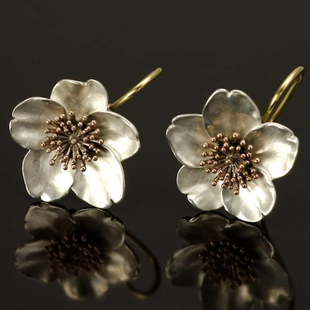 Vintage Silver & Gold Blossom Earrings