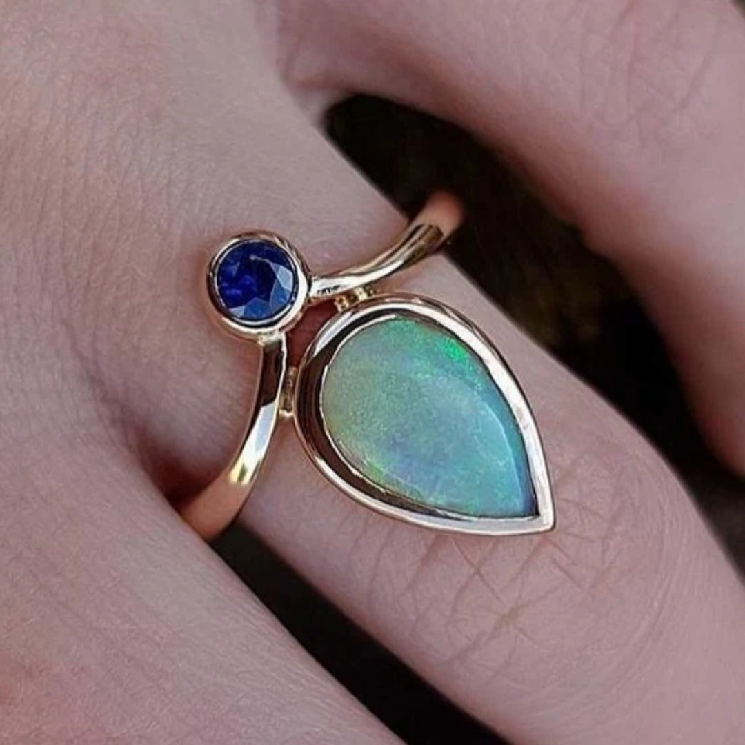 Vintage Blue Opal Ring