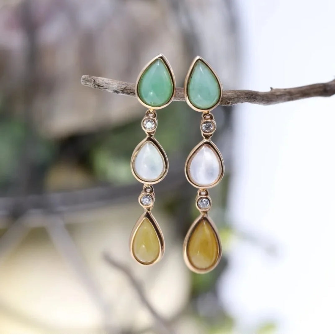 Vintage Nature Stone Dangling Earrings