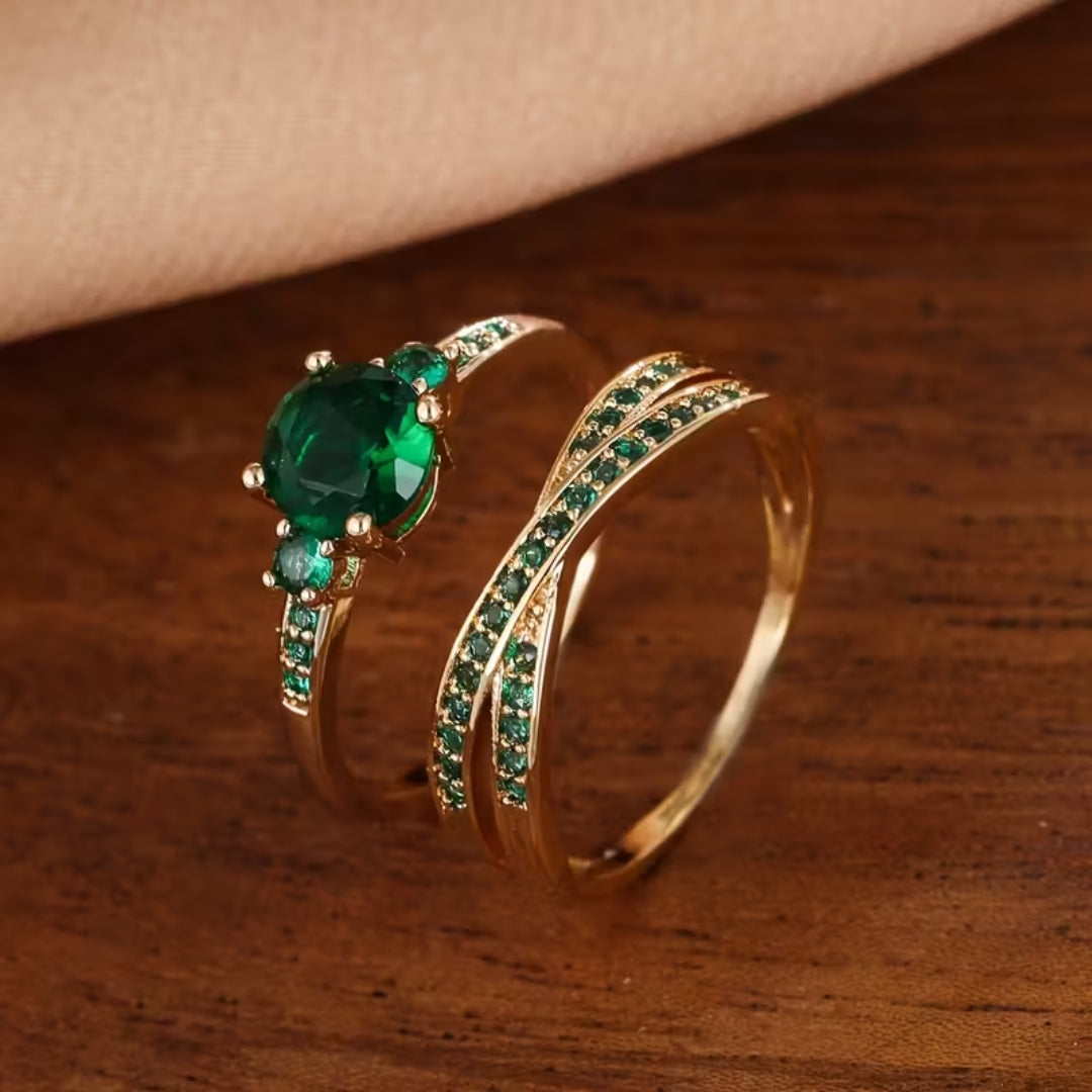 Green Zirconia Ring Set