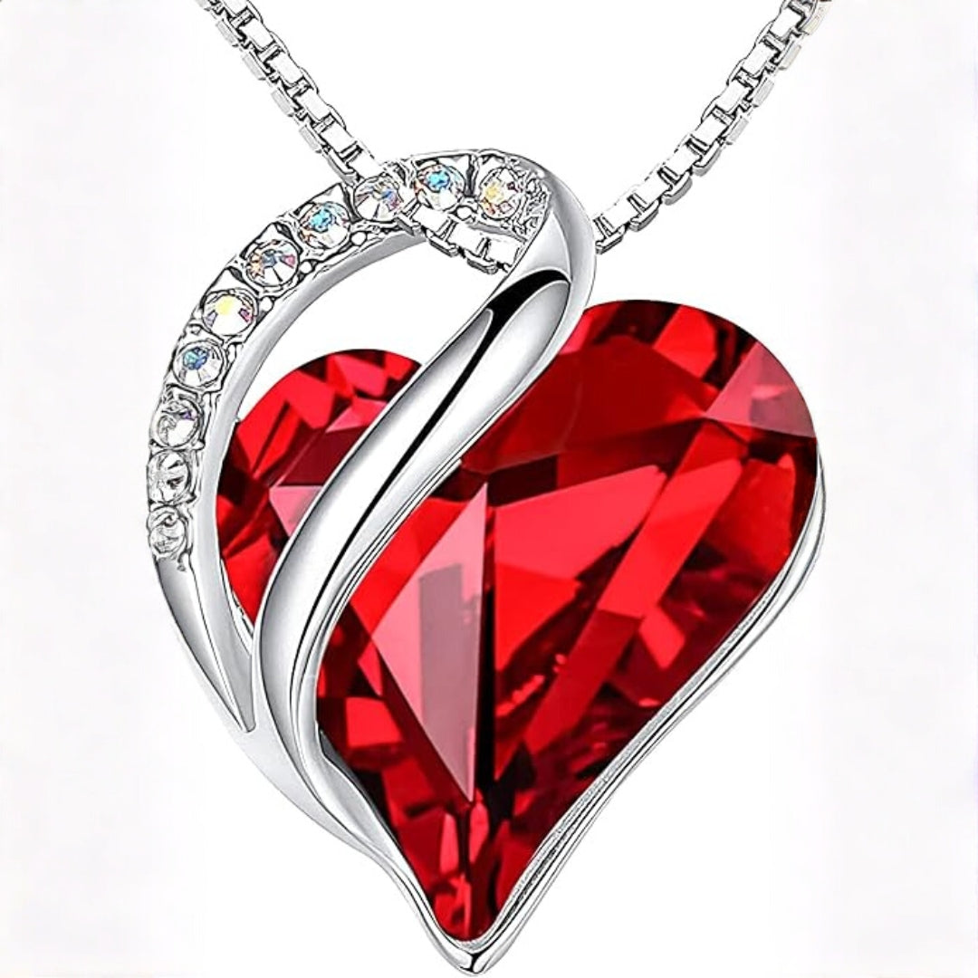 White Gold Infinity Heart Ruby Necklace