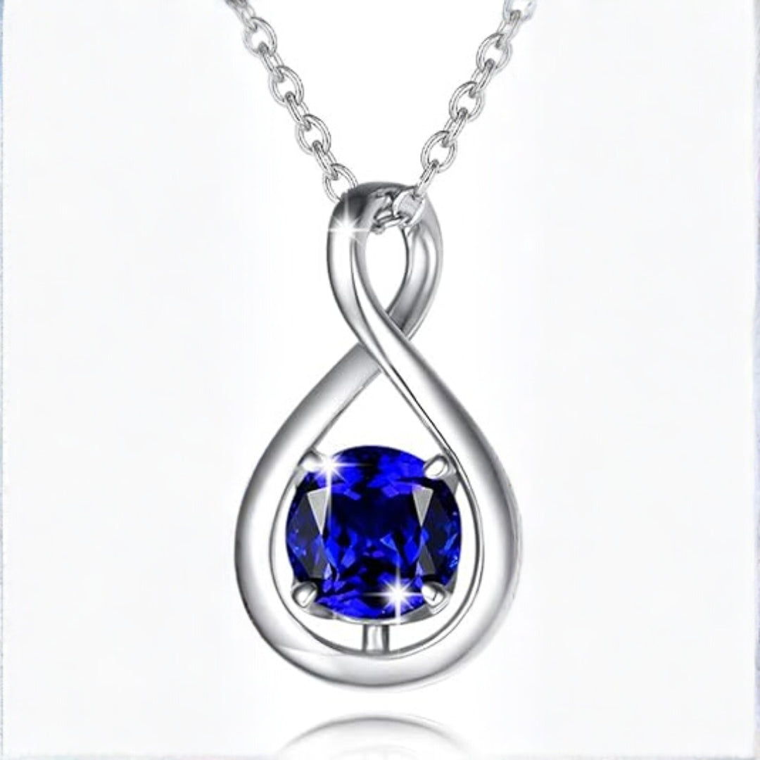 White Gold Sapphire Infinity Pendant Necklace
