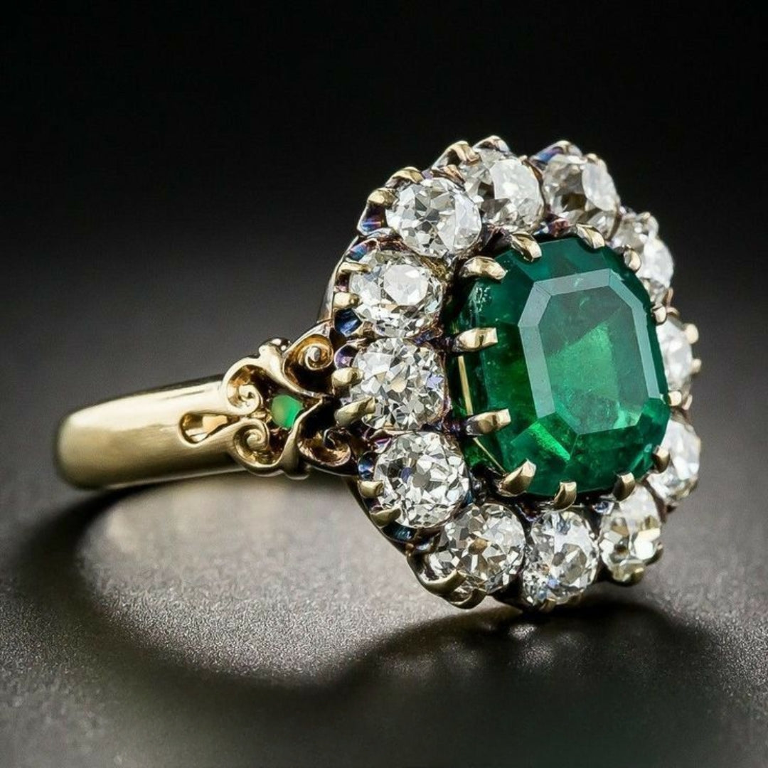 Green Gem 14K Gold Crystal Ring