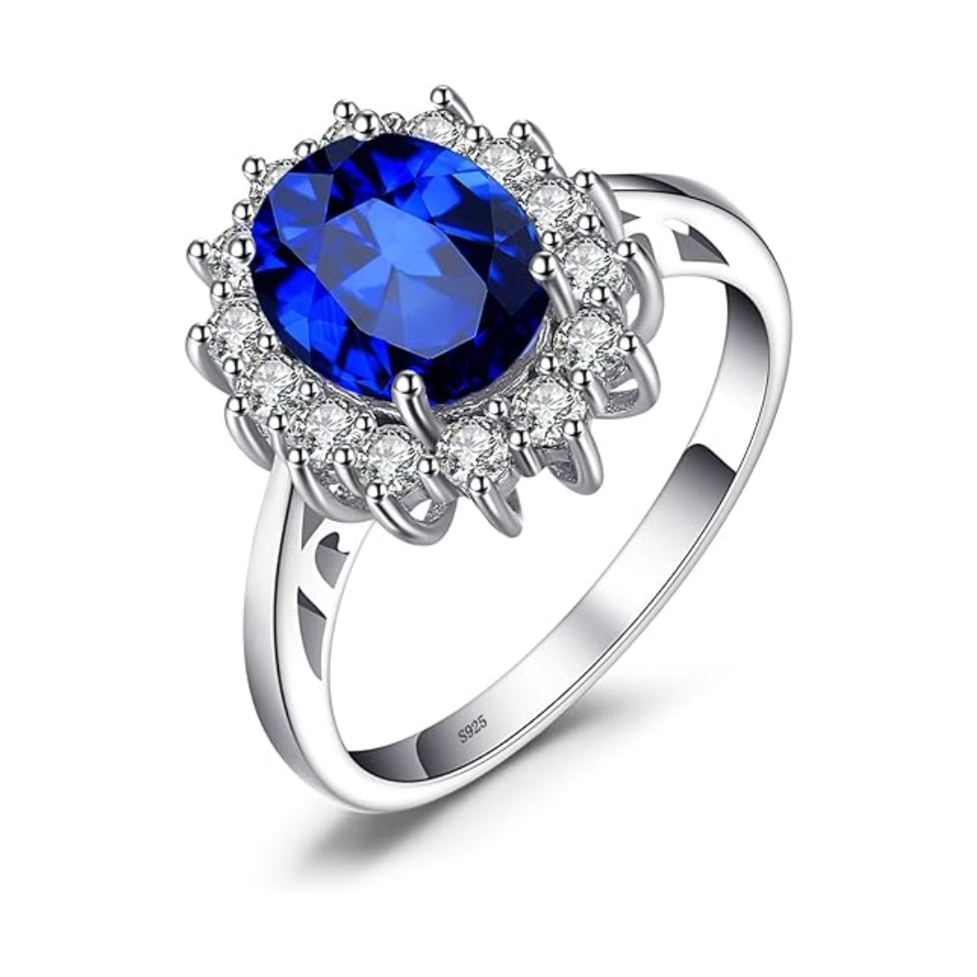 Classic Sapphire Halo Ring - White Gold