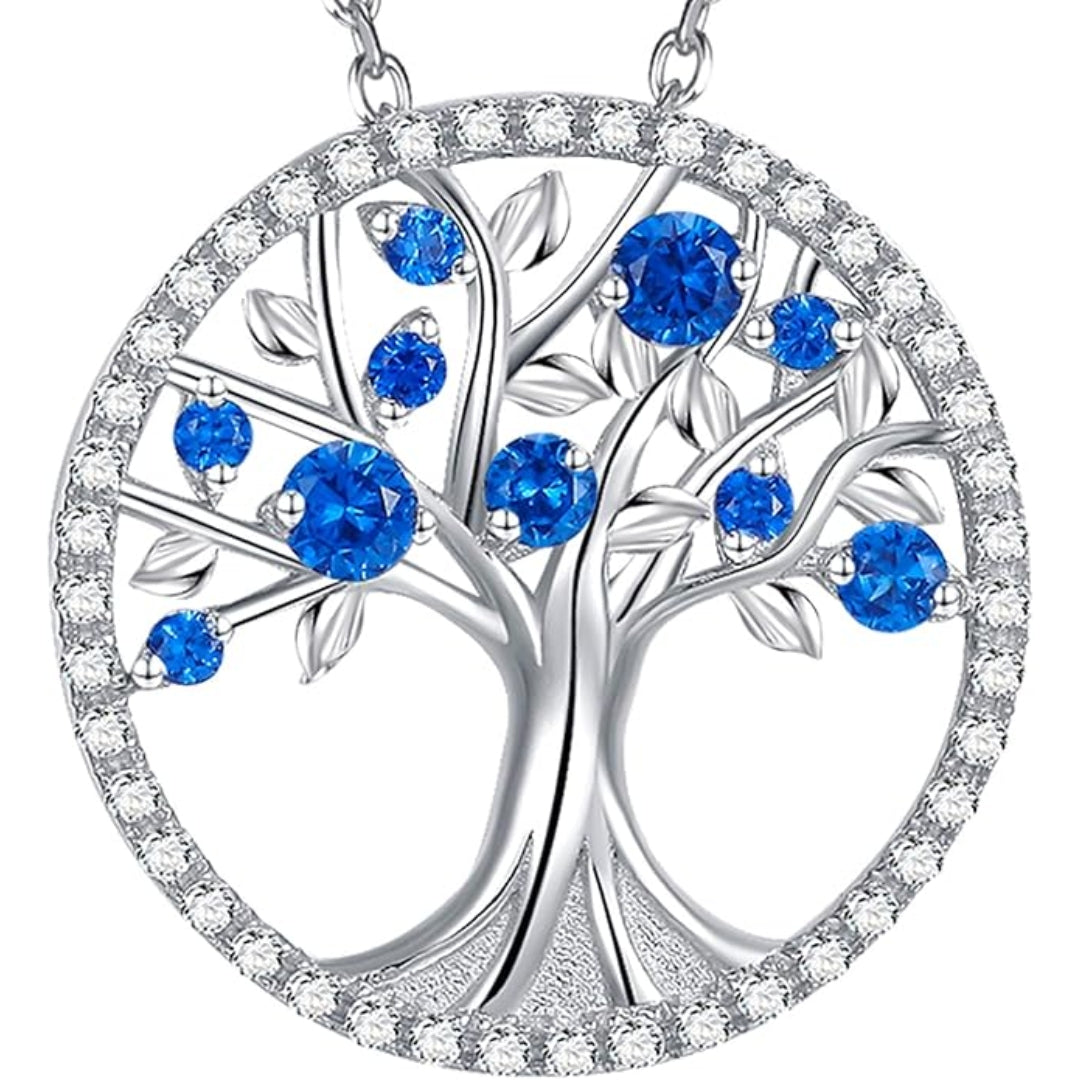 Tree of Life Sapphire Necklace | White Gold