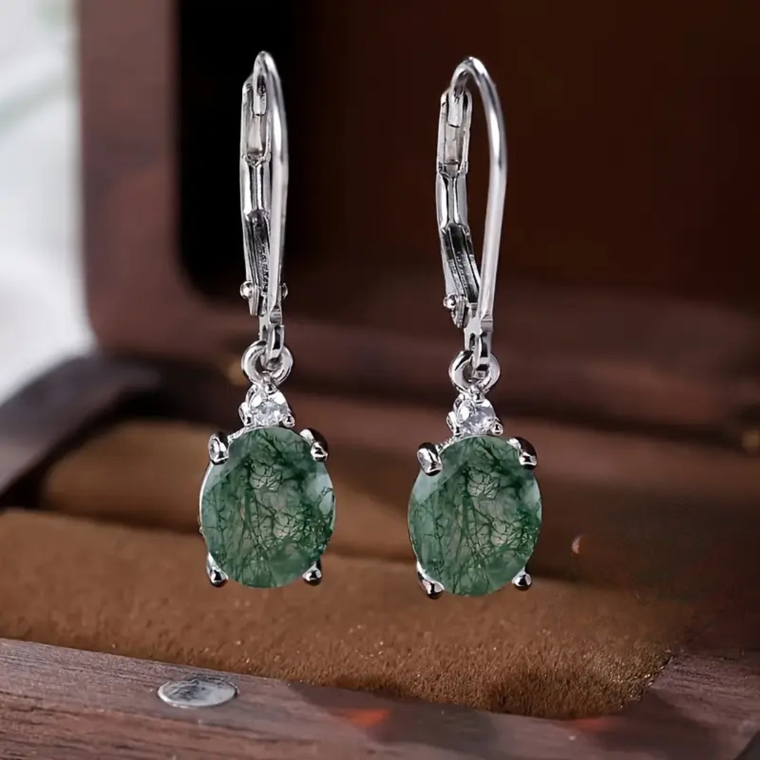 Green Moss Rounded Earrings