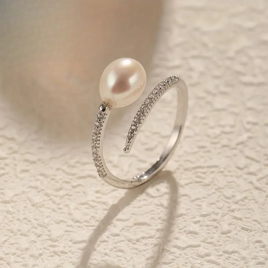 Pearl Zirconia Open Ring