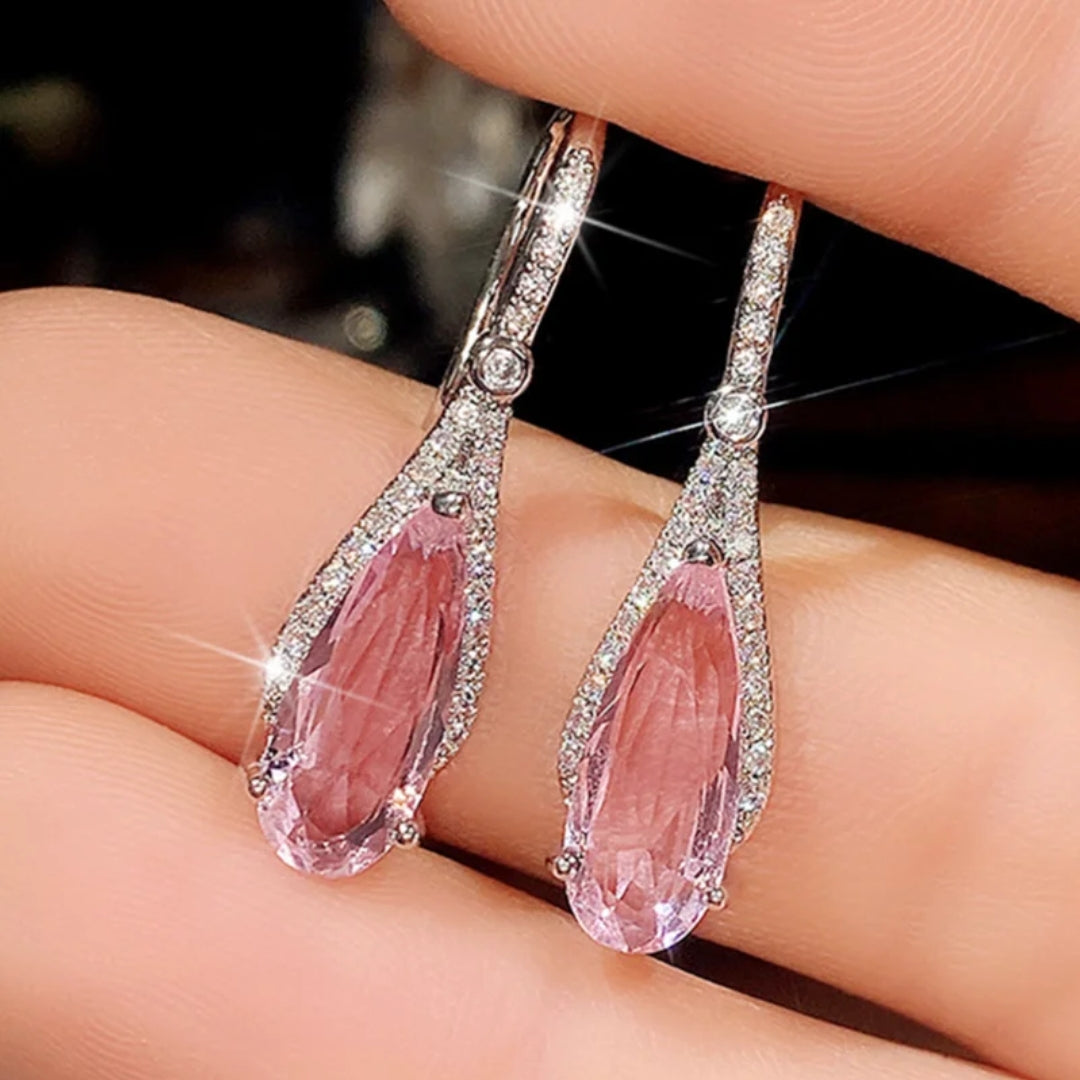 Vintage Crystal Red Drop Earrings